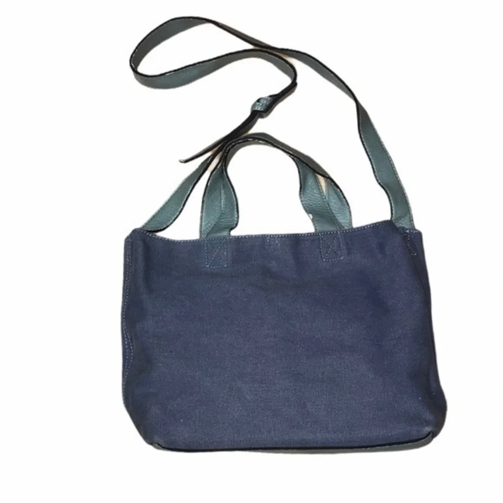 Two Tone Cloth and Vegan Purse- Blue Tones